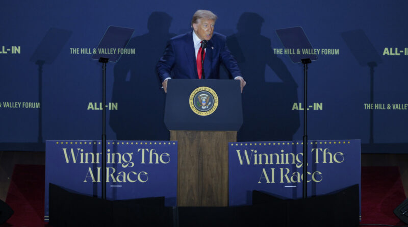 President Donald Trump during an AI-themed event.