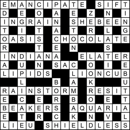 The completed black-and-white grid