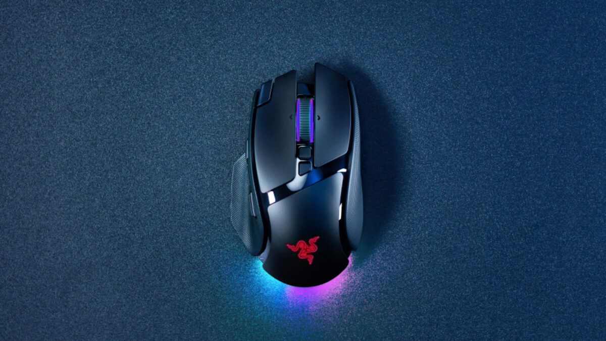 A mouse on a mouse pad.